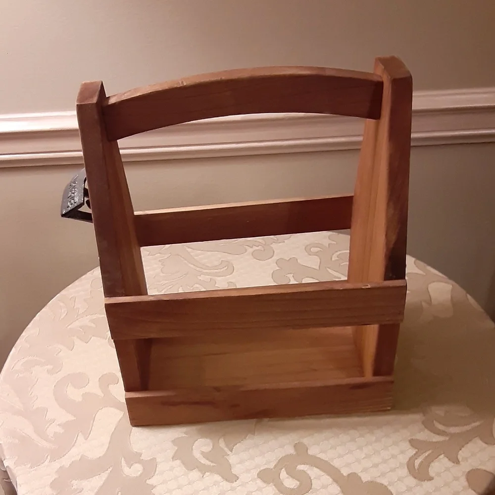 Wood Bottle Caddy w/Bottle Opener